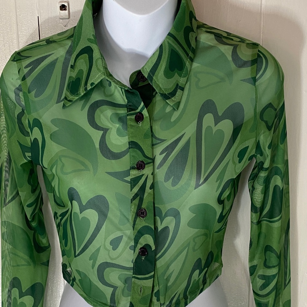 Green Patterned Women's Top